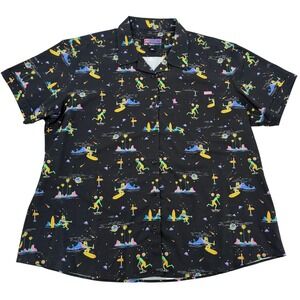 RSVLTS RetroPack Alien Surf Skate Kunuflex Short Sleeve Shirt Womens 3XL Black
